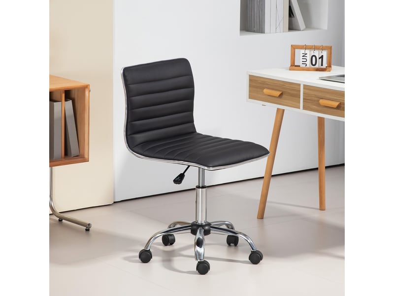  Chaise de bureau à roulettes pivotante avec hauteur réglable et siège rembourré dimensions 48 x 52 x 78-90 cm en noir  - Conforama B