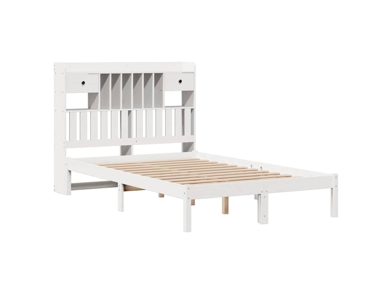  Lit double- lit adulte -  lit bibliothèque sans matelas blanc 135x190 cm bois pin massif  - Conforama B