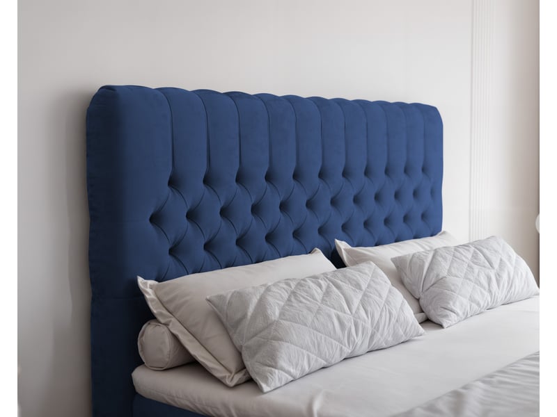  Lit adulte alba plus - 200x200 cm - matelas ressorts + surmatelas - coffre de rangement - velours dense hydrofuge bleu marine ALBA PLUS - Conforama D