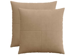 Lot de 2 housses de coussin almelo marron 80 x 80 cm velours côtelé cf49403