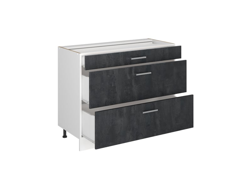  Vicco meuble cuisine, béton noirblanc, 100cm plan de travail marbre  - Conforama C