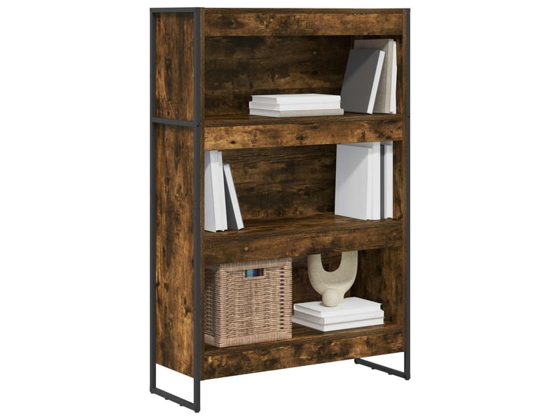  Bibliothèque, armoire à livres 80 x 30 x 121 cm bois d'ingénierie chêne fumé  - Conforama C
