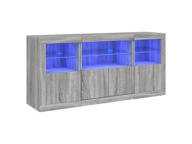 Buffet - bahut - meuble de rangement avec lumières led sonoma gris 142,5x37x67 cm - Conforama A
