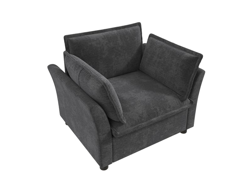  Fauteuil moderne 1 place, gris, chenille, accoudoirs rembourrés, grand confort  - Conforama D