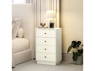 Commode 4 tiroirs moderne, meuble de rangement pour chambre à coucher, salon, entrée, 47 x 29 x 75 cm, crème
