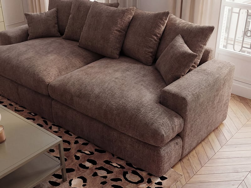 Bobochic canapé 3 places causeuse avec assise profonde nevada tissu lisse marron NEVADA - Conforama D