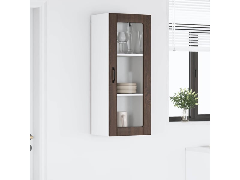  Meuble mural de cuisine, cabinet en verre mural chêne brun 40x31x100cm shl1696  - Conforama D