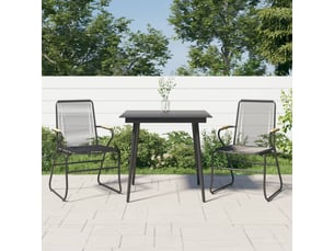 Ensemble à manger de jardin 3 pièces noir rotin pvc