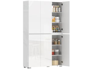 Buffet haut | armoire de cuisine à haute brillance 6 portes à fermeture douce étagères réglables blanc