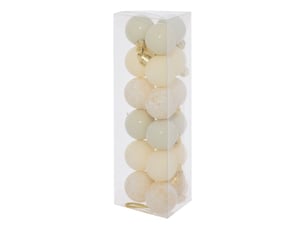 Lot de 18 boules de noël en plastique écru d. 30 mm