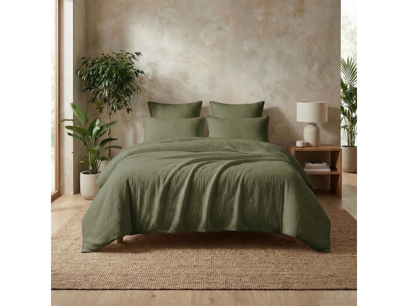  Housse de couette 240x260 cm gaze de coton iris romarin PD25002 - Conforama B
