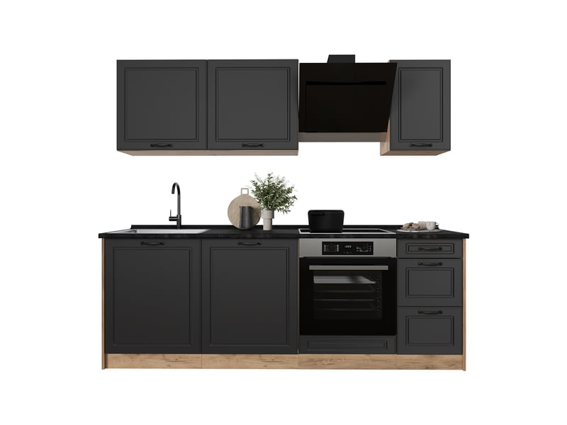  Vicco cuisine, anthracite campagnechêne doré, 220cm sans plan de travail  - Conforama E