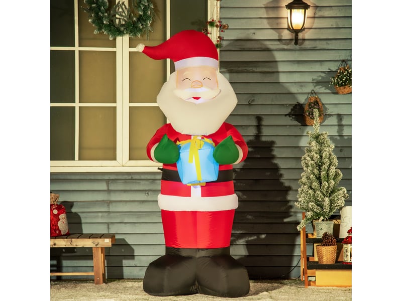  Père noël gonflable avec cadeau, 3 lumières led et gonfleur inclus, 77 x 68 x 184 cm  - Conforama C