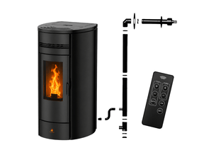 Poêle à granulés étanche hydro - lola 22 kw + kit conduit ventouse - noir