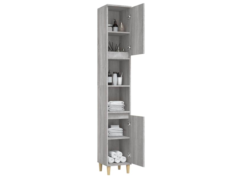 Amoire de salle de bain sonoma gris 30x30x190cm bois d'ingénierie shl5601  - Conforama E