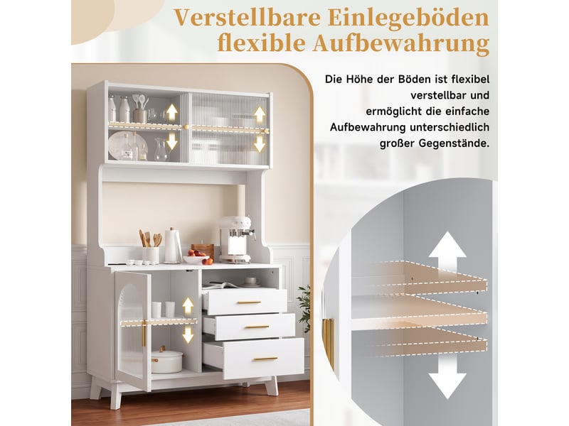  Buffet haut avec prises électriques et ports usb blanc 100.5x40x178 cm N634D0053W - Conforama D