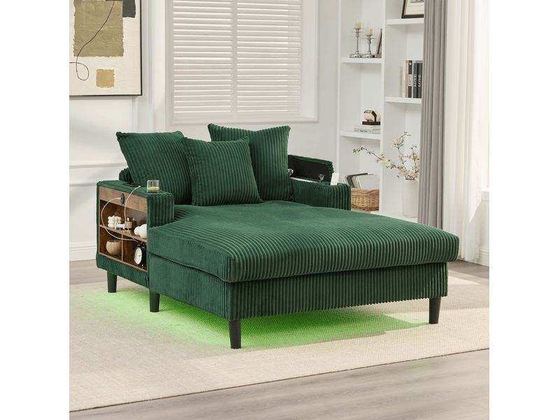  Canapé droit fixe 1 place tissu led vert  - Conforama E