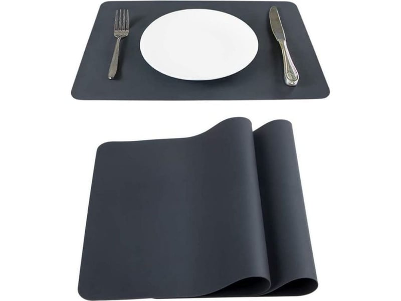  Lot de 2 set de table set de table essuyable en silicone 40 x 30 cm adapté aux enfants sets de table lavables antidérapants dessous de table tapis assiette dessous de plat lavable  - Conforama A