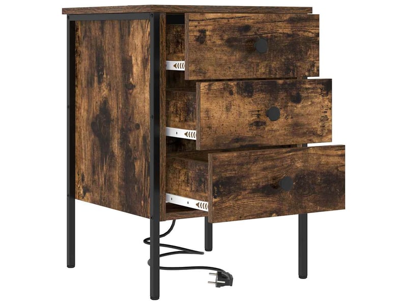 Table de chevet - cabinet de chevet - table de nuit 2 pièces chêne fumé 42 x 41 x 61 cm - Conforama E