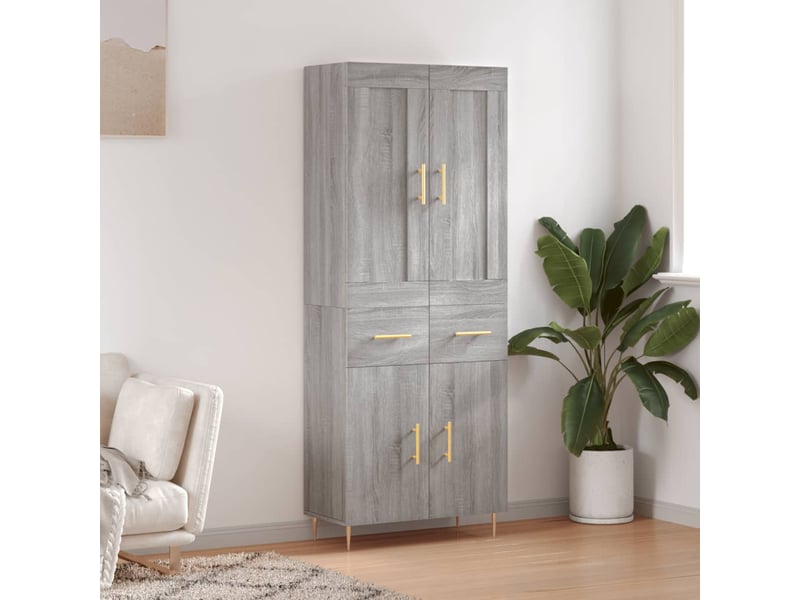  Buffet haut, buffet de rangement sonoma gris 69,5x34x180 cm bois d'ingénierie shl78487  - Conforama B