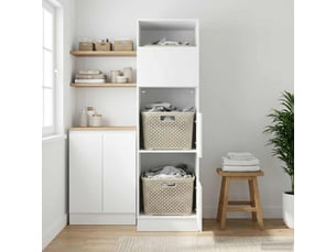 Armoire à laver chêne noir 50x68x162 cm bois d'ingénierie