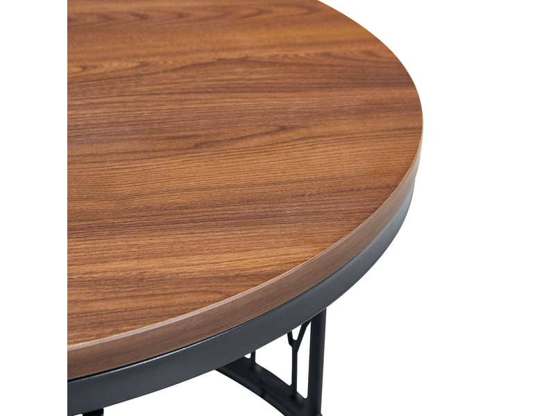  Table basse ronde 70x40,5 cm à plateau mdf imitation bois et structure en métal, noyer  - Conforama D