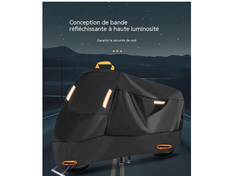  Housse de moto exterieur etanche universelle extérieure 4 bandes réfléchissantes 295x110x140cm  - Conforama B