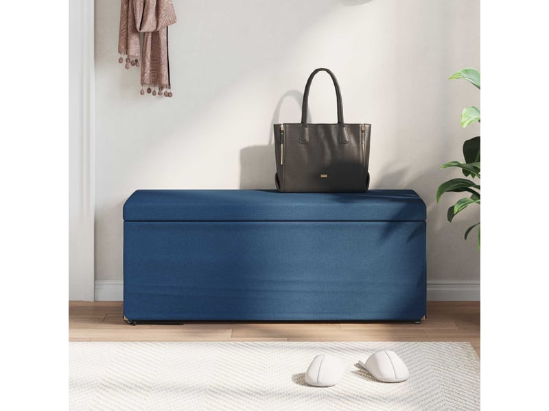 Tabouret de salon bleu 101x41x40 cm tissu et bois stratifié - Conforama C