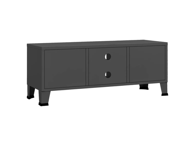  Meuble tv - banc tv - meuble de rangement - industriel anthracite 105x35x42 cm métal fr9998  - Conforama E