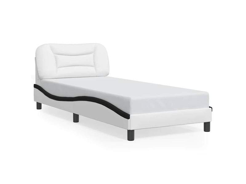  Lit simple- lit adulte -  cadre de lit sans matelas hvar blanc et noir 80x200 cm similicuir  - Conforama A