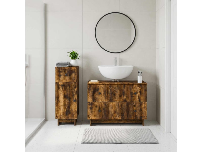  Ensemble de 2 meubles de salle de bain ede chêne fumé cf63139  - Conforama B