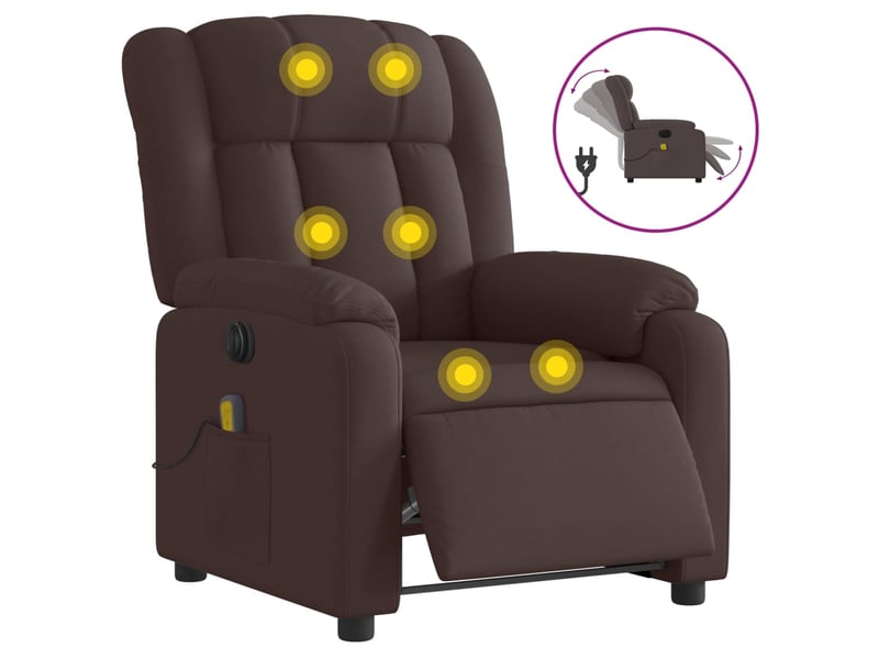  Fauteuil de massage inclinable électrique, fauteuil relax marron foncé tissu shl55849  - Conforama A