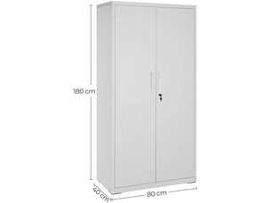Armoire de rangement métal 80 x 40 x 180 cm 5 niveaux réglables accès facile design classique en acier gris 12_0010803