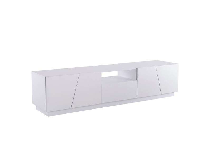  Meuble tv avec 4 portes et 2 niches à panneaux segmentés pour salon 170×37×42 cm en mdf blanc  - Conforama A