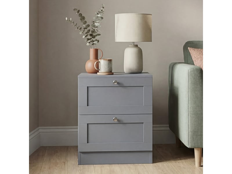 Table de chevet altino 2 tiroirs, commode de nuit, chambre, rangement, 53x40x36cm, gris 3332171 - Conforama C