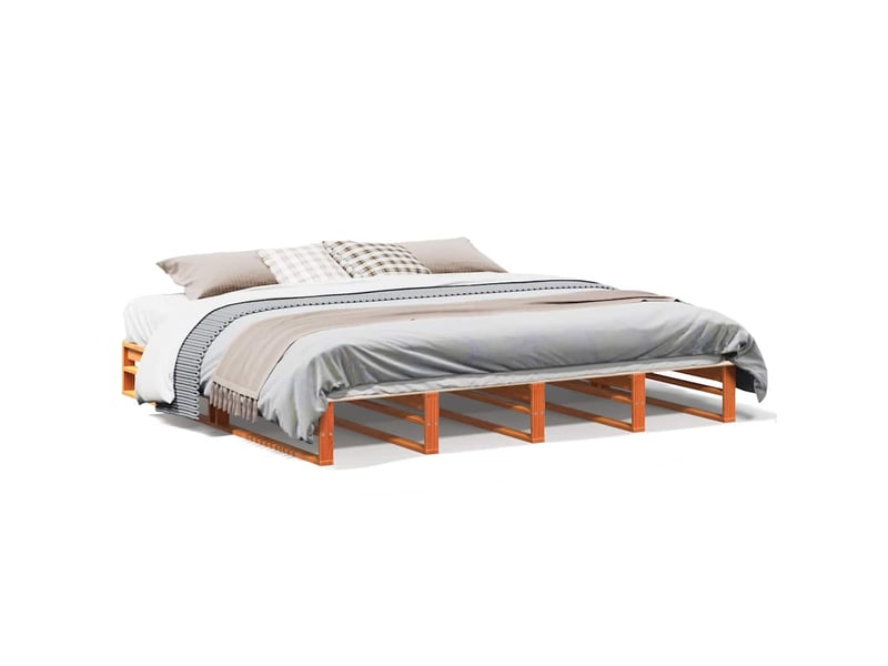  Lit double- lit adulte -  cadre de lit sans matelas  marron 180x200cm bois pin massif  - Conforama A