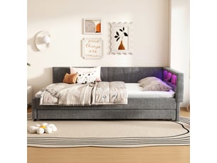 Lit gigogne 140x200 cm REDOM   coloris gris