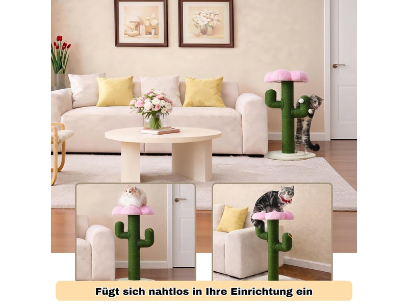  cactus avec griffoir chat 90 cm, plateforme fleur et sécurité. Superbe  vert pour le jeu et le repos quotidien.  - Conforama E