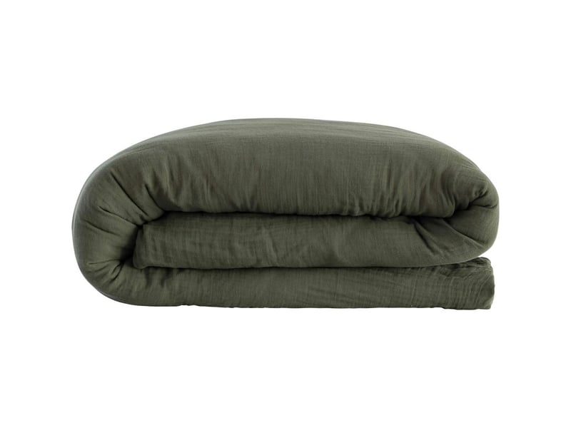  Terre de nuit – housse de couette 140x200 en gaze de coton kaki – bonnet 30 cm – tissage 57 filscm² – lavable en machine à 30°c  - Conforama D