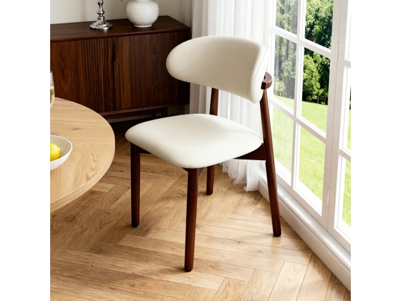 Chaise de salle à manger en bois massif – dossier ergonomique, pieds antidérapants, chêne finition noyer, lot de 2 - Conforama B