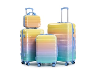 Set de 4 valises rigides,14202428 pouces,avec serrure à combinaison,pc,jaune