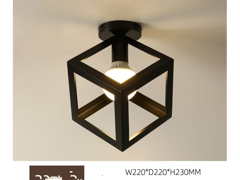  Plafonnier luminaire moderne forme de cube – noir, 22x22x23 cm  - Conforama B