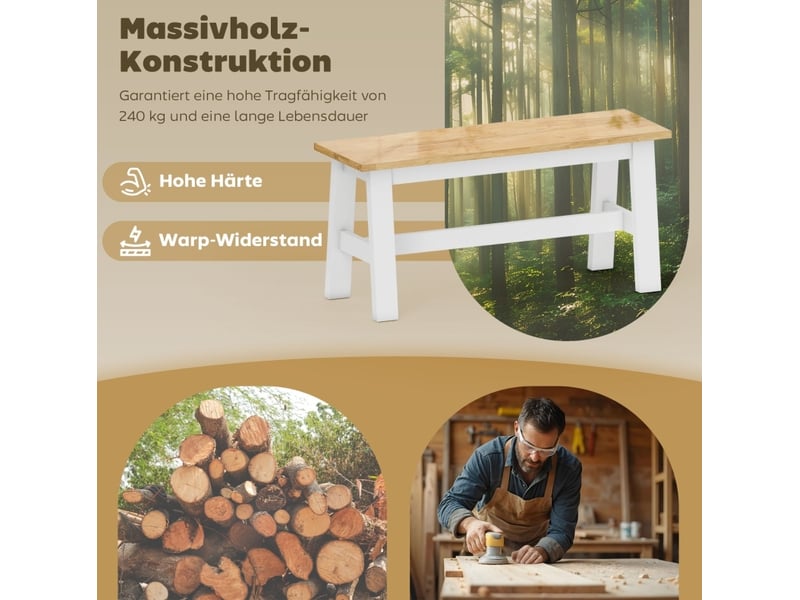  Banc 2 places 95 x 30 x 45 cm chêne et blanc en bois d'hévéa, pour salle à manger, salon ou entrée  - Conforama E