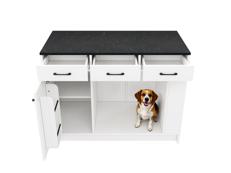  Îlot de cuisine 120x60x90 cm 3 tiroirs mdf blanc  - Conforama A