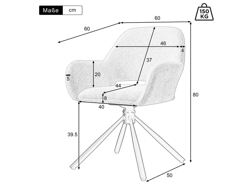  Lot de 2 chaises de salle à manger pivotantes avec accoudoirs en tissu sherpa blanc  - Conforama E