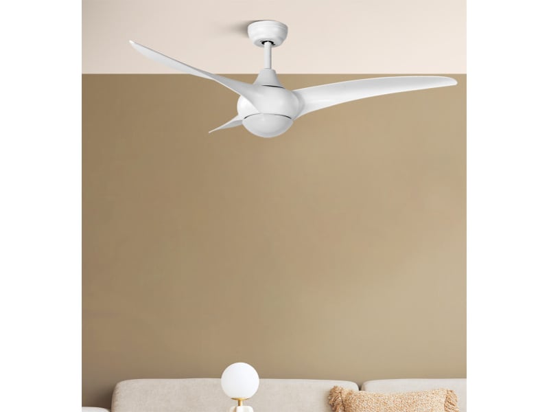  Ventilateur de plafond fabrilamp canea dc blanc 3 pales 134 cm 6 vitesses led 24 w télécommande 185591301 - Conforama A