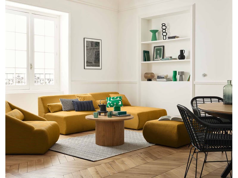 Onyx - canapé modulable d'angle réversible 4 places - en velours côtelé - lisa design - jaune ONYX - Conforama D