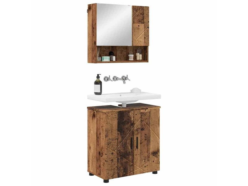 Ensemble de mobilier de salle de bain 2 pc bois ancien cf64011 - Conforama C