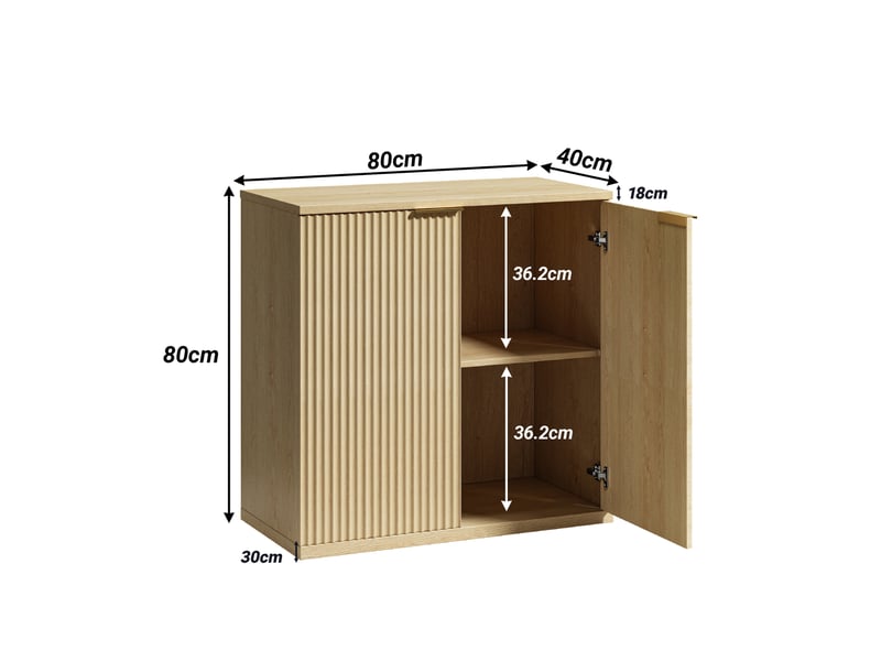  Buffet de rangement 80x40x80 cm, avec 2 portes, armoire de salon, meuble cuisine, salon, mdf chêne, rangement, élégant  - Conforama C
