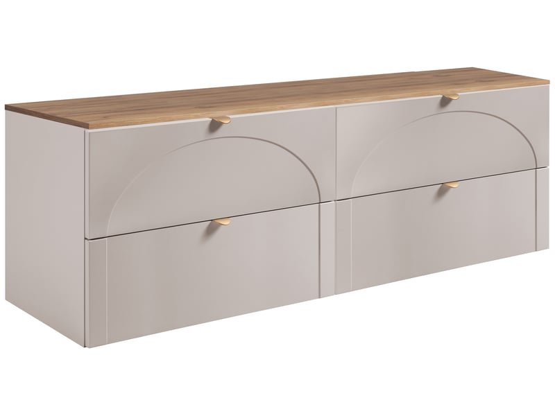 Meuble sous-vasque suspendu aura 160 cm avec plan effet chêne craft cachemire mat k - Conforama A